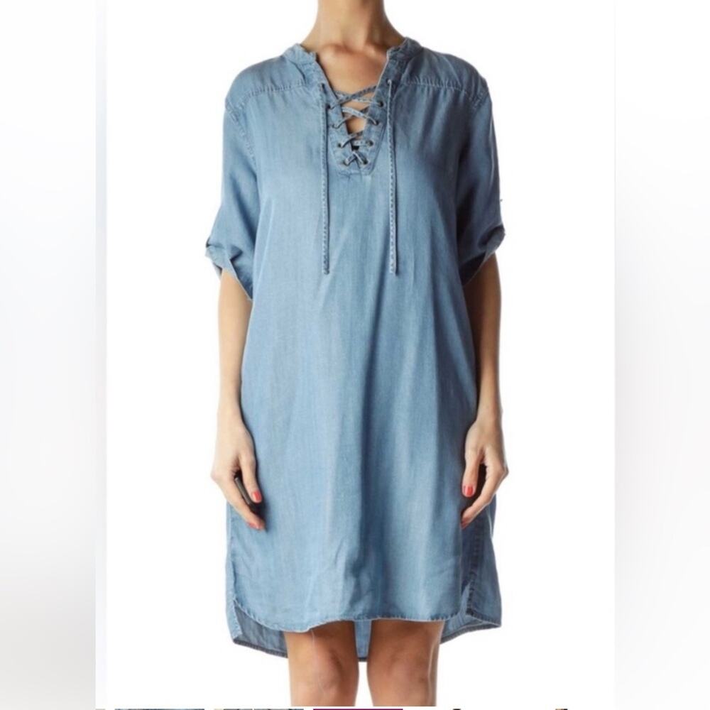 Philosophy Lace-Up chambray denim Tercel tunic dress size large